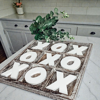 Handmade wooden tic tac toe board game rustic farmhouse decor
Rustic wood XO game tabletop decor with white letters
Farmhouse style tic tac toe board handmade USA
Wooden tic tac toe game distressed wood finish home decor
Rustic tabletop tic tac toe board with removable pieces in bulk