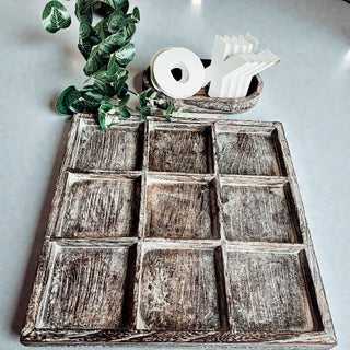 Rustic wooden tic tac toe board game for coffee table decor
Handmade farmhouse style XO game board home decoration
Distressed wood tic tac toe game with removable pieces
Vintage style wooden game board tic tac toe farmhouse
Decorative rustic tic tac toe board doubles as game
