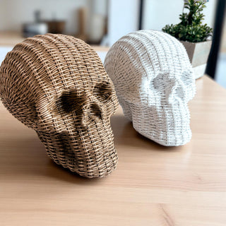 farmhouse halloween skull decor rattan basketweave style neutral brown white fall table accent wicker look
Wholesale Halloween skull decor rattan basketweave style neutral brown white fall table accent gothic home decor