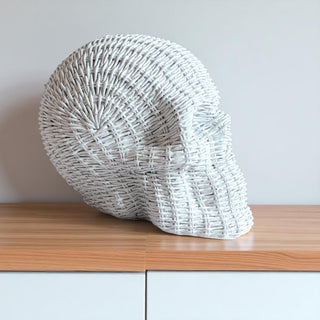 boutique halloween decor skull heads rattan basketweave style neutral brown white fall table accent wicker texture
modern rustic skull heads rattan basketweave texture neutral brown white halloween fall gothic decor wicker style