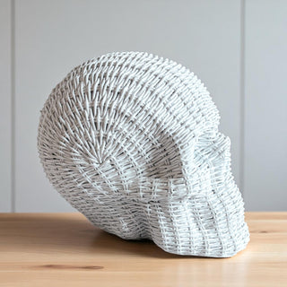woven texture skull decor rattan basketweave style neutral brown white halloween fall gothic accent natural look
basket weave skull heads rattan style neutral brown white halloween fall decor gothic accent wicker texture natural