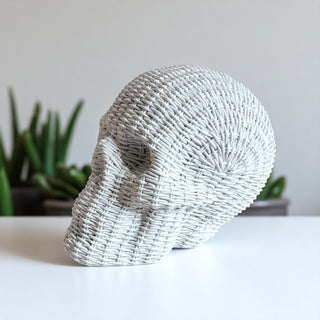 textured resin skull decor rattan basketweave style neutral brown white halloween fall gothic accent wicker look
braided texture skull heads rattan basketweave style neutral brown white halloween fall gothic decor wicker texture