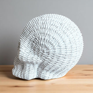 long lasting skull decor rattan basketweave style neutral brown white halloween fall gothic accent wicker texture durable
fade resistant skull heads rattan basketweave texture neutral brown white halloween fall decor gothic wicker style