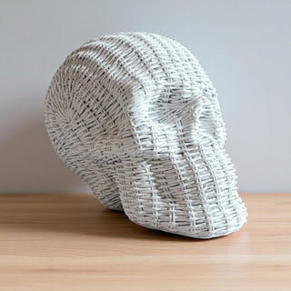 crack proof skull decor rattan basketweave style neutral brown white halloween fall gothic accent wicker texture
shatterproof skull heads rattan basketweave texture neutral brown white halloween fall decor gothic wicker style