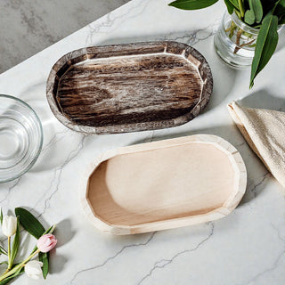 Handmade wooden trinket tray perfect for organizing jewelry, keys & bathroom essentials! Rustic farmhouse style in 2 finishes. Shop Gia Roma for unique home decor. #woodentray #farmhousedecor #bathroomorganization #jewelryholder