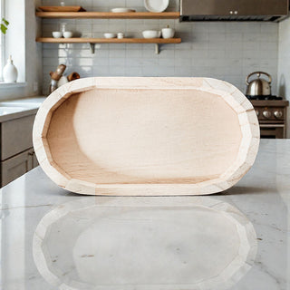 boho minimalist wood trinket tray decor
carved wooden oval tray for entryway console
light natural wood tray for candles and matches
rustic wooden tray for coffee station accessories
handmade wood tray for soap and lotion bottles