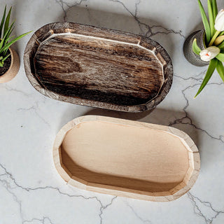 Farmhouse entryway organizer wooden tray with keys
Oval wooden tray for everyday carry items
Wooden ring dish and earring organizer vanity tray
Rustic wood catchall tray with watches and bracelets