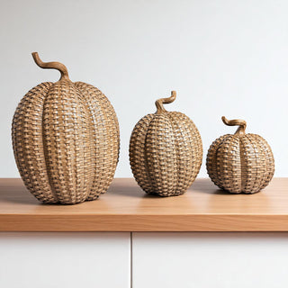 Fall room decor ideas, Halloween home decor ideas
Basketweave pumpkin decor
Faux rattan fall decorations
Coastal farmhouse pumpkins