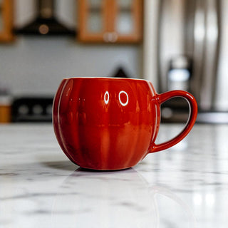 Ribbed Ceramic Design on Fall Pumpkin Coffee Cup
Quality Crafted Pumpkin Shaped Mug by Gia Roma
Durable Ceramic Pumpkin Mug for Hot Beverages
