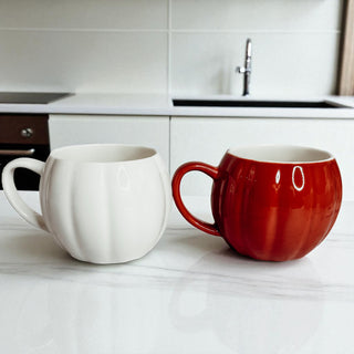 16oz Pumpkin Shaped Ceramic Coffee Mug in Rust Orange by Gia Roma