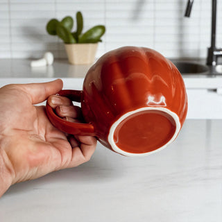 Ceramic pumpkin shaped mugs - Halloween kitchen decor and fall home accessories