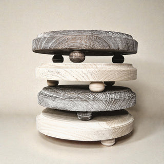 Bulk modern rustic wooden tray riser for candles
round wood pedestal stand styled with flowers
natural wooden riser for bathroom countertop decor
distressed wood round tray for farmhouse centerpiece
elevated wooden tray for coffee bar styling
