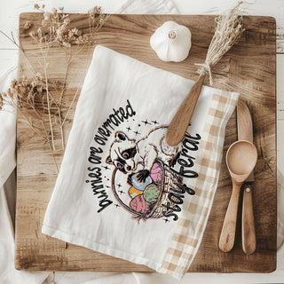 Raccoon humor kitchen towel bunnies overrated eggs
Chaotic Easter raccoon dish towel funny gingham
Funny Easter humor kitchen towel raccoon stay feral
Sarcastic Easter dish towel raccoon bunnies overrated