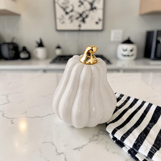 White Ceramic Pumpkin Set with Gold Stem – Neutral Fall Decor, Modern Minimalist Autumn Home Accents
Elevate your fall decor with this elegant white ceramic pumpkin set featuring gold stems. Perfect for neutral, modern, and minimalist home styling, these decorative pumpkins add a clean, timeless touch to autumn and Thanksgiving decor without the clutter.