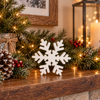 Wholesale Wooden Christmas Snowflakes, White Holiday Table Decor, Farmhouse Christmas Decorations, Winter Decor in bulk