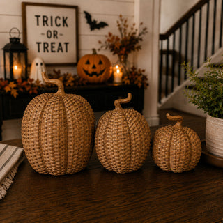 Year-round pumpkin decor
textured resin pumpkins rattan basketweave style fall decor 3 sizes neutral autumn centerpiece wicker look natural
coastal fall decor resin pumpkins rattan basketweave style neutral autumn centerpiece 3 sizes wicker texture
Large medium small resin pumpkins rattan basketweave texture fall decor autumn table centerpiece wicker style