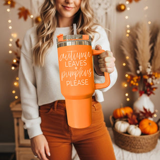 Wholesale Orange fall drink tumbler with autumn leaves text
Seasonal tumbler with autumn leaves and pumpkin quote
Cute orange tumbler for fall with pumpkins please saying
Autumn-inspired tumbler with orange design and fall quote
Orange coffee tumbler with autumn leaves plus pumpkins please
Fall aesthetic tumbler with cozy pumpkin season message
Decorative orange tumbler with autumn leaves quote
Harvest season tumbler with pumpkins please text