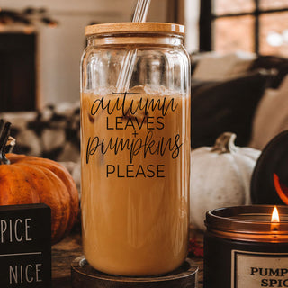 Wholesale Cozy autumn coffee tumbler with eco-friendly straws
Wholesalers for Fall season glass drinking tumbler with quote