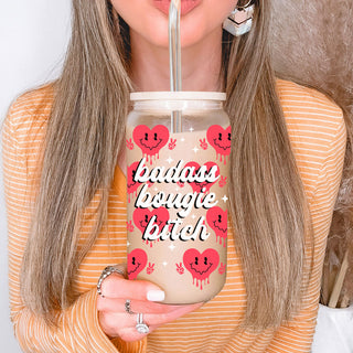 Funny and empowering wholesale glass tumblers for boss women.
Wholesale 20oz glass cups with retro candy heart designs for Galentine's.
Bold and unique wholesale Valentine’s Day gifts for women of all kinds.