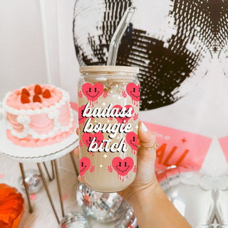 Wholesale Funny and empowering 20oz glass cup for women’s celebrations.
BFF Valentine’s gift with a retro candy heart design.
Boss woman Valentine’s Day gift with a touch of humor and style for resale.
Wholesale Boss lady Valentine’s Day gift with a cheeky attitude.