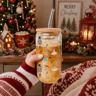 Soft Christmas colors glass tumbler 17oz - Nutcracker ballerina pastel holiday drinkware bamboo lid straw
Christmas dance drinkware glass tumbler 17oz - Nutcracker ballerina pastel bamboo lid - Holiday ballet coffee cup
Holiday kitchen gift – pastel Nutcracker soldiers and ballerina festive glass tumbler