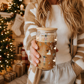 Wholesale Christmas glass cup 17oz with bamboo lid - Nutcracker ballerina pastel tumbler with glass straw - Holiday drinkware gift
Christmas gifts for women glass tumbler 17oz - Nutcracker ballerina pastel holiday drinkware bamboo lid glass straw