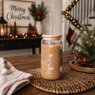 Nutcracker ballet tumbler - festive pastel glass cup with bamboo lid
Bulk Christmas tumbler - Nutcracker ballerinas glass holiday cup
Christmas coffee glass tumbler - Nutcracker soldiers and ballerinas pastel design