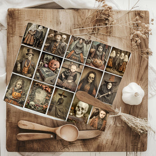 Wholesale vintage halloween hostess gift creepy picture towel
old fashioned halloween décor towel with skull and pumpkin art
vintage gothic halloween tea towel for october decorating in bulk