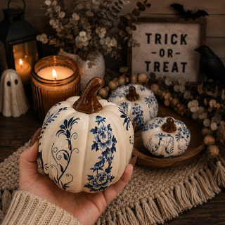 coastal fall home decor blue white pumpkin set
preppy home decor pumpkins blue white chinoiserie style
nantucket inspired fall decor pumpkins blue white
modern halloween decor blue white pumpkins
sophisticated halloween decor pumpkins blue white