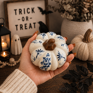Blue and white pumpkin set for fall
Chinoiserie pumpkins for Halloween decor
Blue and white fall decor pumpkins
Chinoiserie pumpkins for farmhouse fall decor
Blue and white decorative pumpkins for home