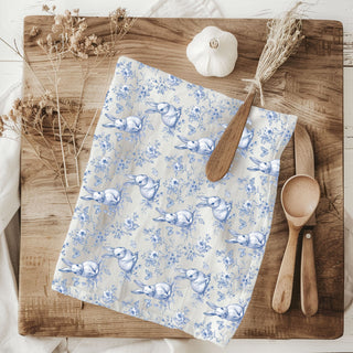 Spring cleaning kitchen towel decorative bunny toile
Blue rabbit kitchen towel coastal cottage style
Easter hostess gift blue white bunny tea towel