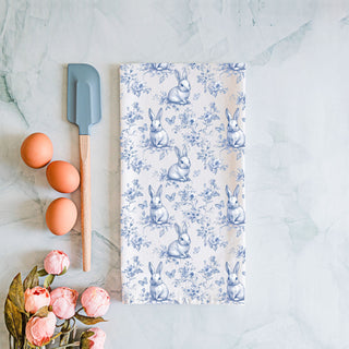 Cottagecore aesthetic kitchen towel bunny floral pattern
Spring home decor blue bunny toile dish towel
Classic blue white kitchen towel Easter rabbit design
French country bunny tea towel spring kitchen decor