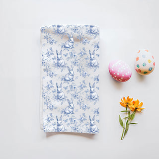 Wholesale Coastal grandmother blue bunny kitchen dish towel
French toile Easter kitchen towel with rabbits
Blue white spring decor kitchen towel bunny floral in bulk