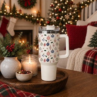Christmas tumbler wrap design
wraparound Christmas ornament tumbler
full wrap Christmas tumbler pattern
Christmas tumbler shown from multiple angles
40oz tumbler wraparound ornament design
Christmas tumbler design detail photo
40oz Christmas tumbler showing blue and pink vintage ornament wraparound design
Blue and pink Christmas 40oz tumbler shown from multiple angles with vintage holiday ornaments
40oz Christmas tumbler with pastel blue pink and green ornament wraparound design