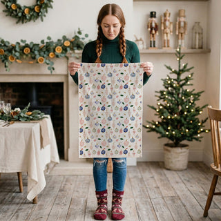 retro christmas ornament print dish towel
classic christmas decor kitchen towel design
nostalgic christmas ornament kitchen towel
traditional holiday kitchen towel ornament pattern