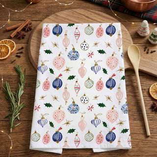 christmas kitchen towel on wooden board aesthetic
festive towel styled with baking tools holiday
kitchen towel with ornaments lifestyle christmas
cute kitchen towel for christmas home refresh
