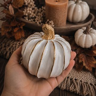 autumn decor white gold pumpkins modern styling
fall to winter decor white pumpkin neutral home
harvest decor white pumpkins gold minimal style
seasonal decor white pumpkin elegant neutral tones