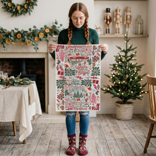 modern christmas decor with humor kitchen towel
holiday kitchen decor that makes people laugh
funny but aesthetic christmas kitchen towel
