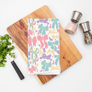 farmhouse spring bow hand towel
easter hostess gift kitchen towel
spring home decor towel with ribbons
colorful easter bunny towel design
holiday kitchen towel for spring 2026
100 percent cotton flour sack towel
soft absorbent kitchen towel 180gsm
flour sack cotton dish towel with hang loop