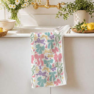Romantic pastel bow kitchen towel Easter decor
Girly bow ribbon kitchen towel spring farmhouse
Preppy Easter kitchen towel pastel bow pattern
Cottage style bow bunny dish towel spring