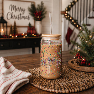 Hot chocolate cup Christmas Merry glass tumbler 17oz - Sequin coquette bow holiday drinkware bamboo lid
Holiday glass tumbler 17oz - Christmas Merry glitter sequin coffee cup bamboo lid - Coquette bow festive drinkware with straw
Bright Christmas Merry glass tumbler 17oz - Vibrant sequin coquette bow holiday coffee cup bamboo lid straw