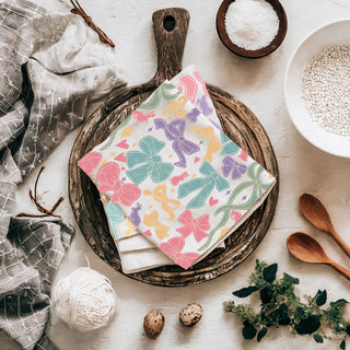 Wholesale Farmhouse Easter towel colorful bows ribbons bunnies
Spring decor kitchen towel pastel bow bunny design
Colorful ribbon kitchen towel Easter cottage style
Pastel bow bunny tea towel spring farmhouse decor
