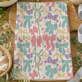 Farmhouse chic ribbon kitchen towel pastel Easter
Whimsical spring kitchen towel colorful bows bunnies
Pastel preppy bow kitchen towel cottage decor
Easter brunch kitchen towel bow ribbon pattern
