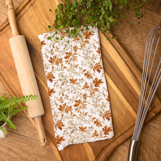 autumn leaves kitchen towel for seasonal decorating
cozy fall kitchen accent with leaf dish towel
farmhouse fall kitchen styling using autumn towel
neutral fall kitchen decor with leaf print towel
autumn leaves towel draped over oven handle