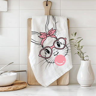 Vintage modern bunny dish towel heart glasses spring
Funky retro bunny kitchen towel bubblegum bubble
Contemporary cool Easter towel bunny bandana pink
Heart shaped glasses bunny kitchen towel bubblegum