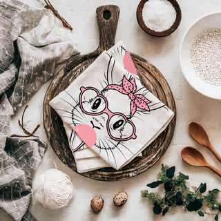 Pink bandana bunny dish towel Easter spring
Bubblegum bubble kitchen towel retro bunny design
Black line art bunny towel pink heart glasses
Bandana headband bunny kitchen towel bubblegum Easter