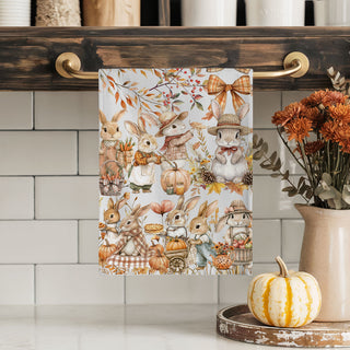 thanksgiving decor bunny towel for pumpkin themed kitchen
fall bunny hand towel draped over farmhouse sink
autumn rabbit kitchen towel with harvest baskets and florals
Fall Bunny Flour Sack Kitchen Towel – Cute Autumn Rabbit & Pumpkin Dish Towel for Farmhouse Kitchen Décor