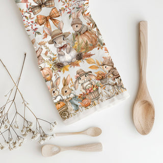 bunny pushing cart of pumpkins thanksgiving kitchen towel
fall rabbit family towel perfect for kids bathroom or kitchen
autumn bunny and bunting banner fall dish towel
pumpkin patch bunny kitchen towel for seasonal decorating
cute bunny and mushrooms fall flour sack towel