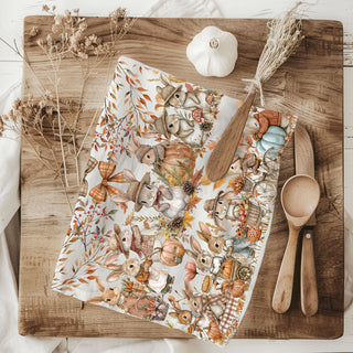 fall woodland animals kitchen towel with rabbits and pumpkins
bunny riding bicycle with pumpkins fall tea towel
adorable rabbit holding pumpkin mug fall kitchen towel
Wholesale cute bunny and sunflower fall kitchen decor towel