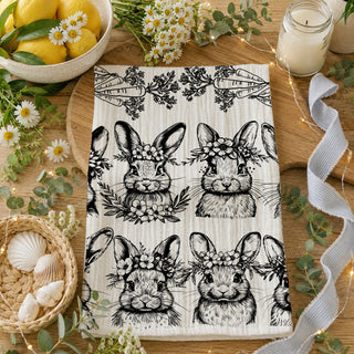 B&W Bunnies Towel